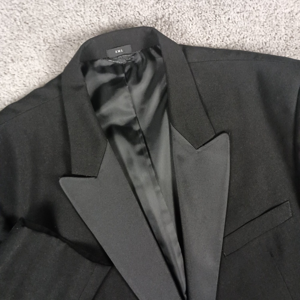 Jean-Yves 50S Mens Black 100% Worsted Wool Peak Lapel Tuxedo Jacket Blazer